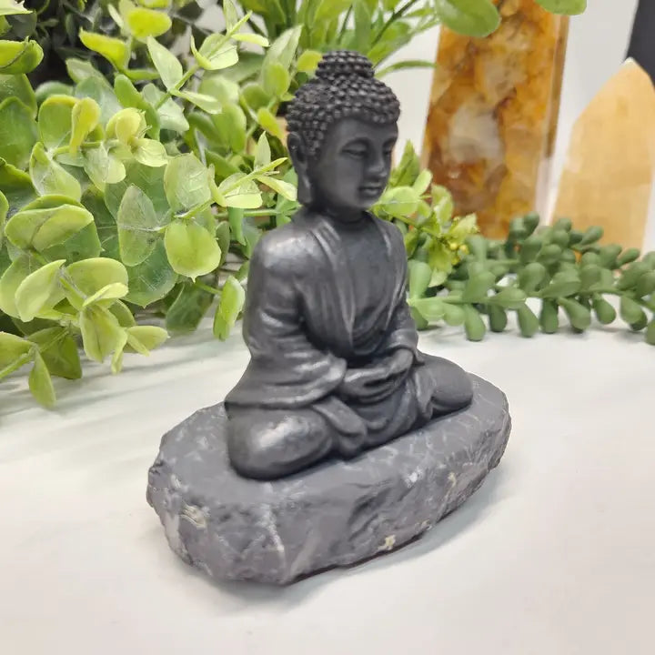 Shungite Figurine Buddha (3.5x3x2 Inches) (EMF Protection)