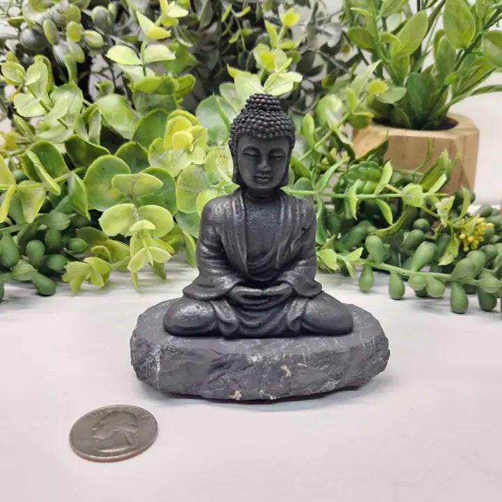 Shungite Figurine Buddha (3.5x3x2 Inches) (EMF Protection)