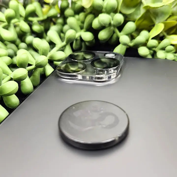 Shungite EMF Cell Phone Tile Engraved with OM - 25mm