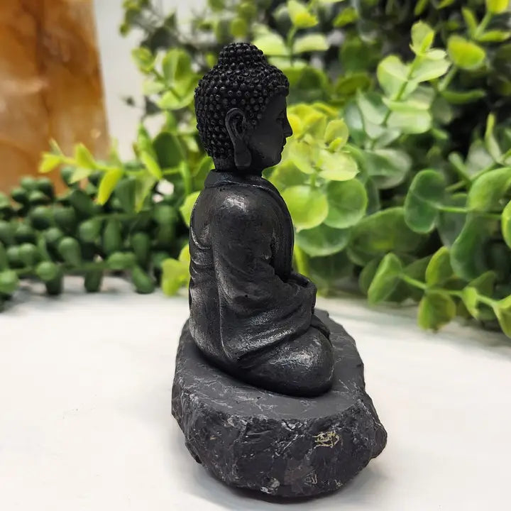 Figura de Buda de Shungit (3,5x3x2 pulgadas) (Protección EMF) 