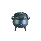 Mini Pentragram Cast Iron Cauldron w/ Lid (3.5 in.)