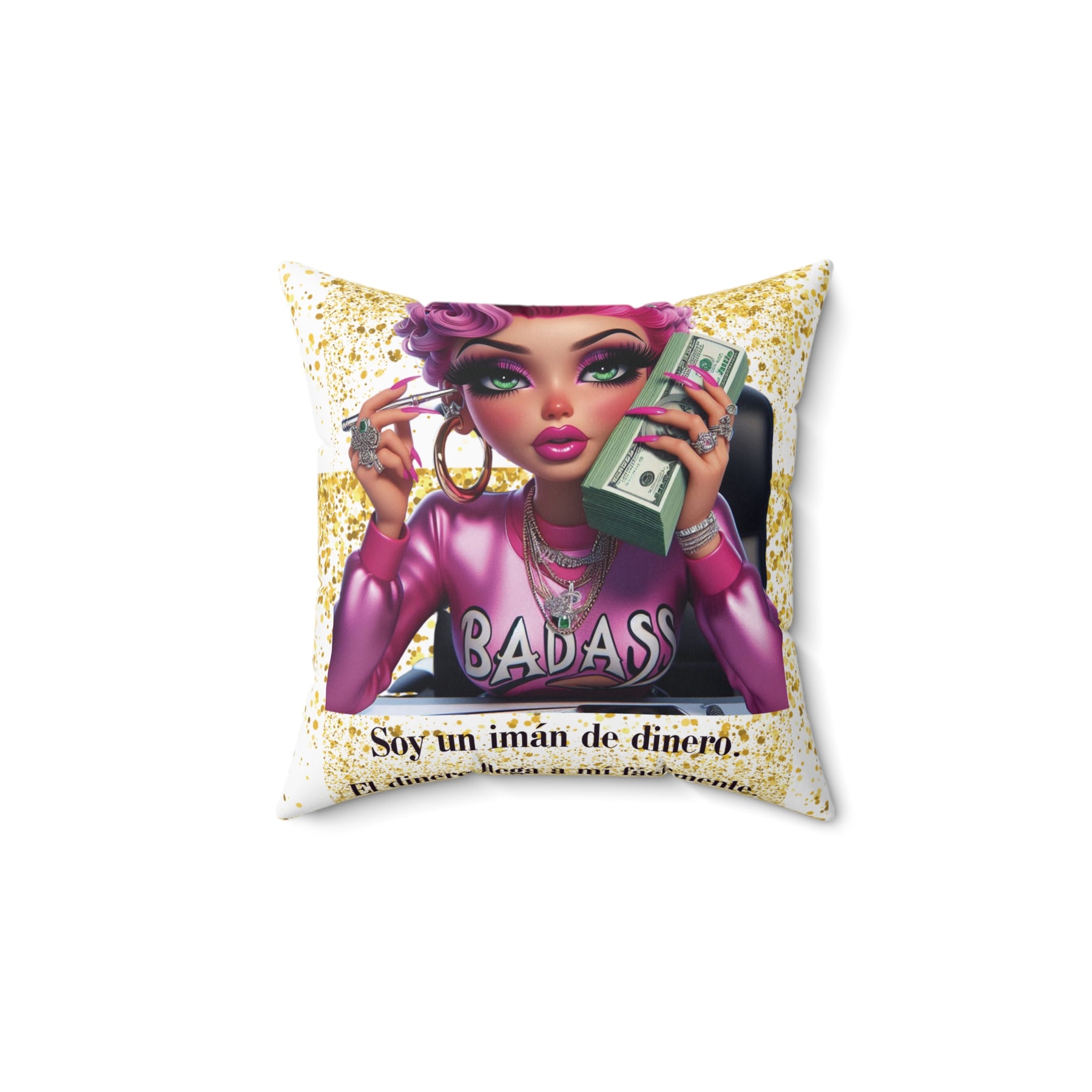 Square Pillow - Money Comes to Me Easily and I'm a Money Magnet Quote