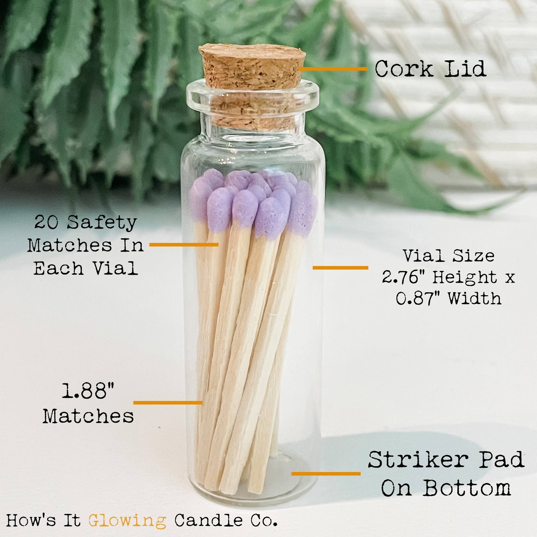 Apothecary Vial Safety Matches & Striker | Glass w Cork Lid