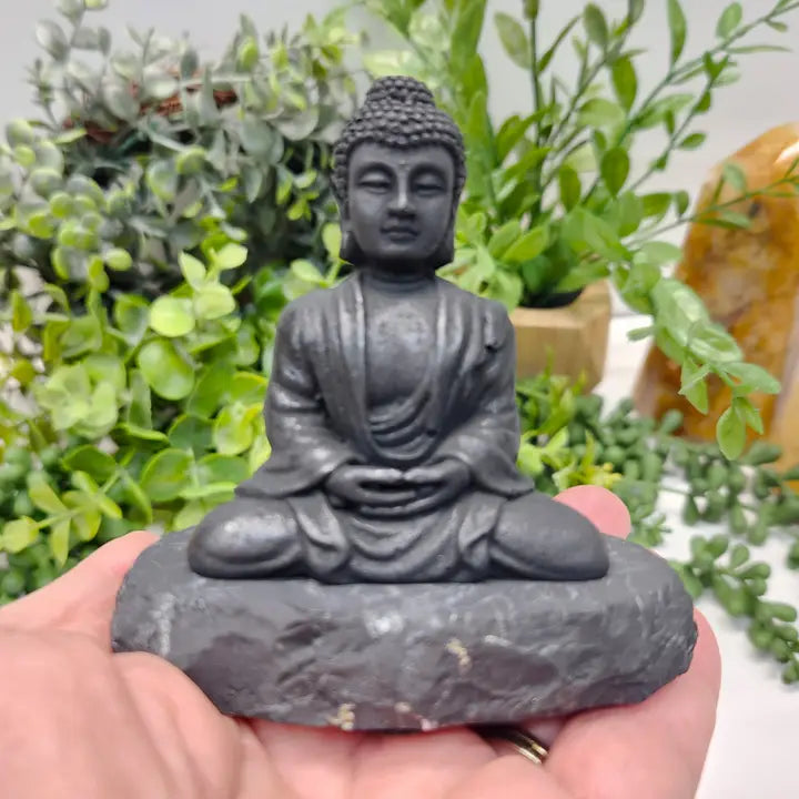 Figura de Buda de Shungit (3,5x3x2 pulgadas) (Protección EMF) 