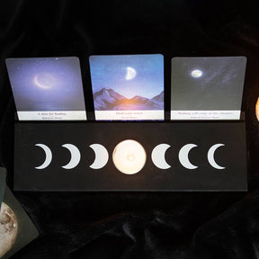 Black Moon Phase Tarot Card Stand Tealight Holder