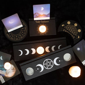 Black Triple Moon Tarot Card Stand Tealight Holder