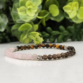 RELEASING THE PAST-Rose Quartz/Smoky Quartz/Tiger Eye 4mm