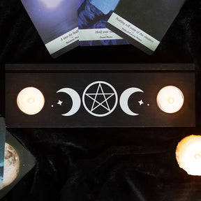 Black Triple Moon Tarot Card Stand Tealight Holder