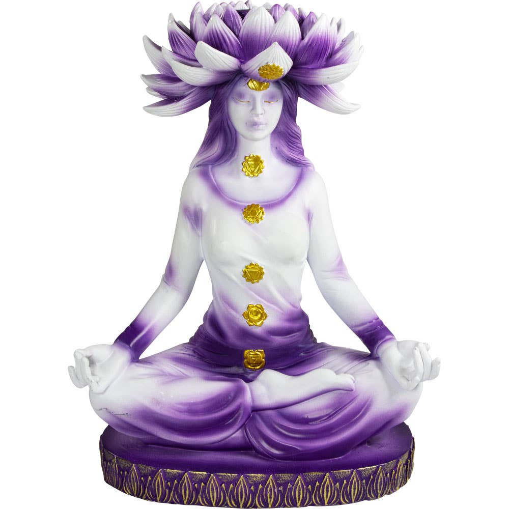 Polyresin Backflow Incense Burner - Lotus Chakra Goddess