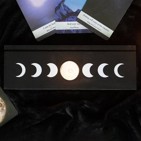 Black Moon Phase Tarot Card Stand Tealight Holder